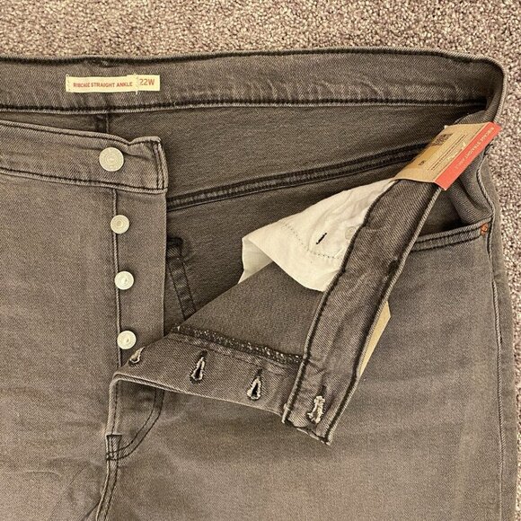 Levi’s Women’s Ribcage Straight Ankle Jeans Plus Size 22 W M Gray NWT $69 - Picture 4 of 16